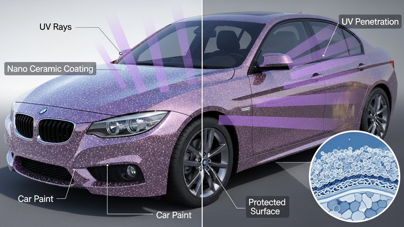 Ceramic coating visual for prepared vehicle paint